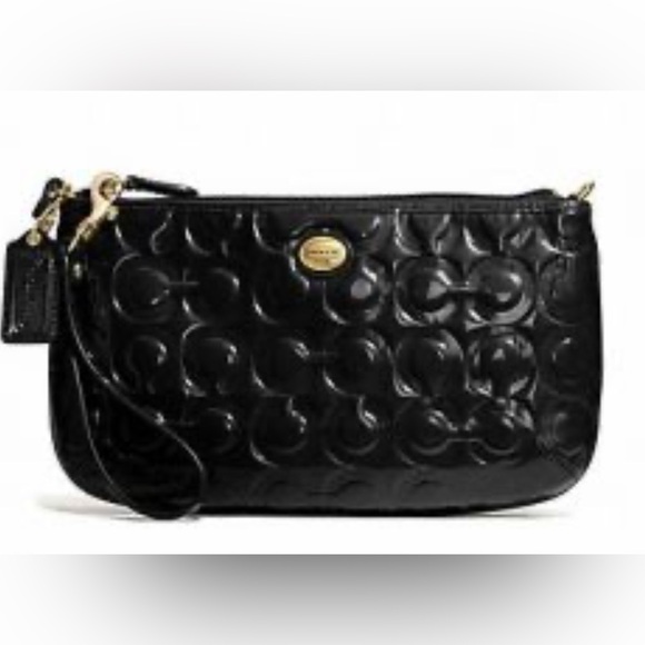 Coach Black Embossed Patent Leather Shoulder Bag - Picture 1 of 6
